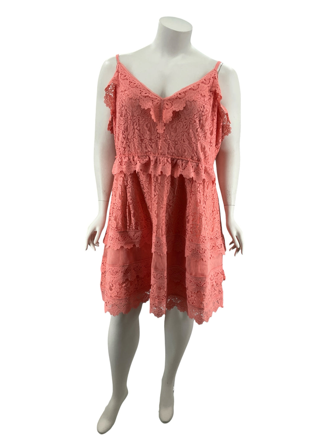 City Chic So Sassy Lace Cold Shoulder Dress NWT Orange 24W