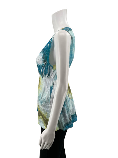 INC Aqua/Green Print Pre-Owned Ladies Casual Top -  Size Small