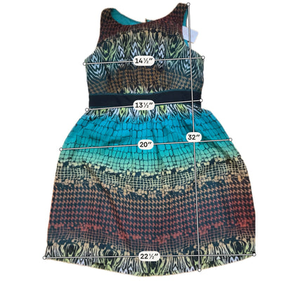 Max &amp;amp; Cleo Ombré Animal Print Sleeveless Dress Size 10 Brown Black Teal