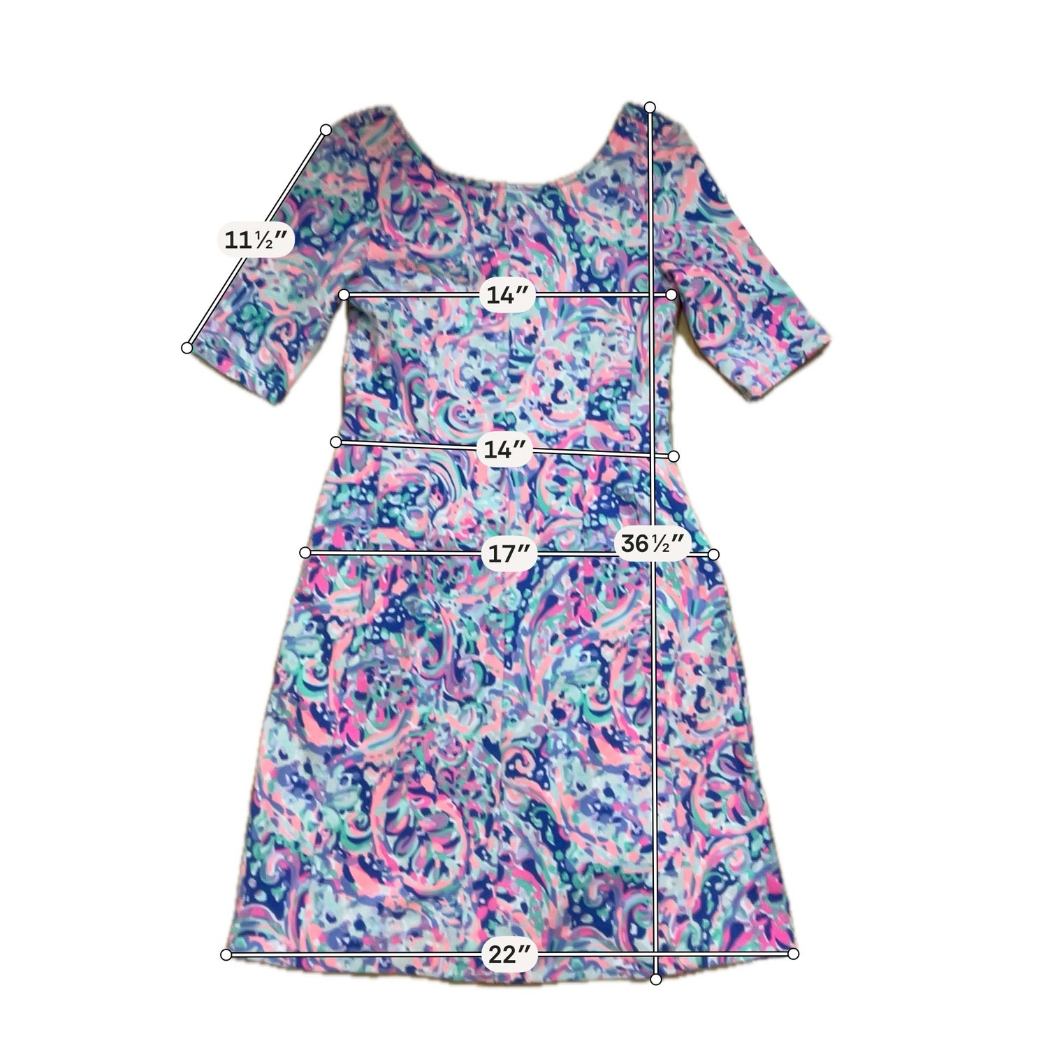 Lilly Pulitzer Pink &amp;amp; Blue Abstract Paisley Skater Dress Size Small