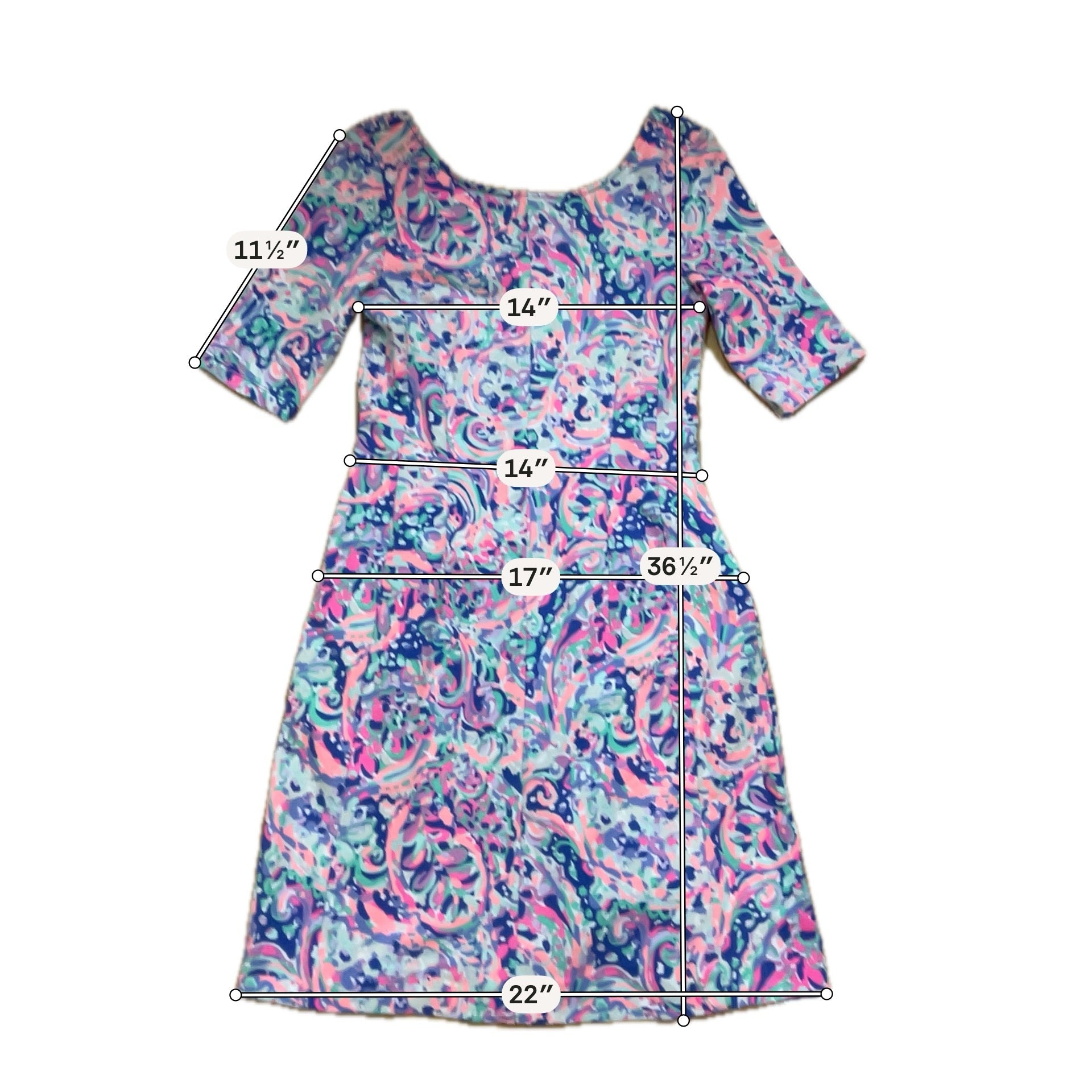 Lilly Pulitzer Pink &amp;amp; Blue Abstract Paisley Skater Dress Size Small