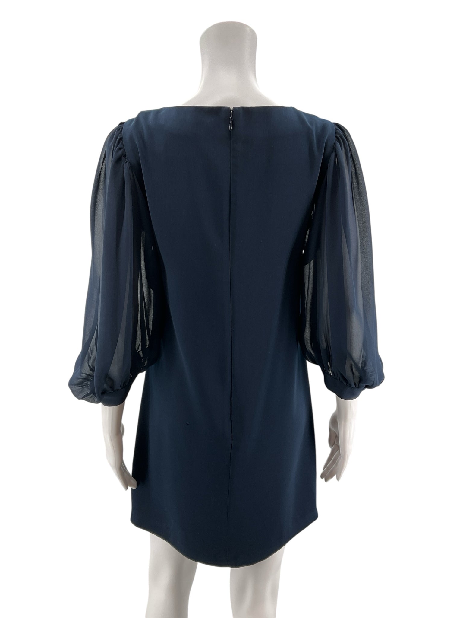 Ann Taylor Factory Petite Navy Bishop Sleeve Shift Dress Size 2P