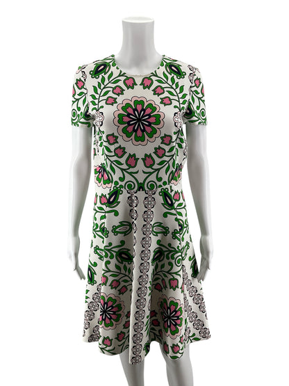 Tory Burch Ravena Floral Knit Fit &amp; Flare Dress Size Small