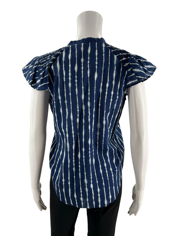 Ann Taylor Navy/White Print Pre-Owned Ladies Top - Size XS