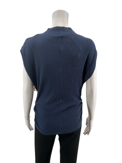 Michael Stars Navy Sleeveless Navy Textured Mock Neck Sleeveless Top NWT Size Large - Size L