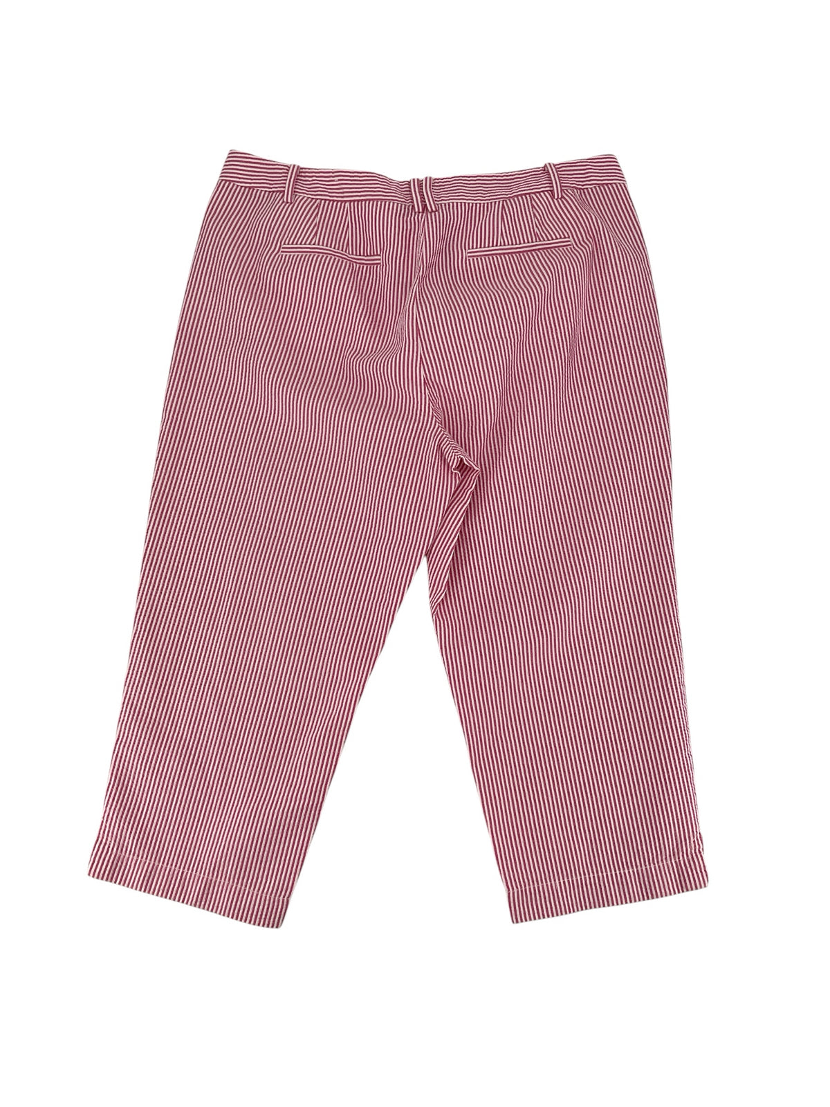 Talbots Pink &amp;amp; White Seersucker Stripe Side-Tab Crop Pants Size 16
