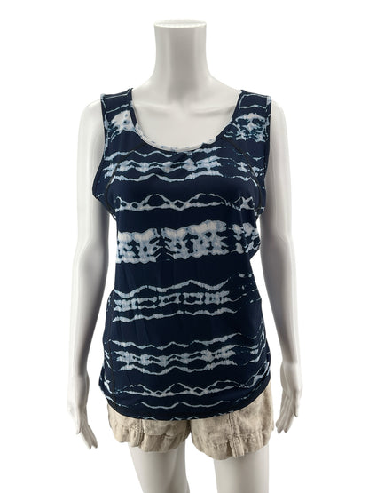Anne Klein Sport Navy Abstract Stripe Performance Tank Top Size Medium
