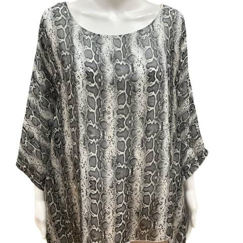 White/Gray Snake Print Pre-Owned Ladies Top - Size Medium - Margaret’s Fine Consignment
