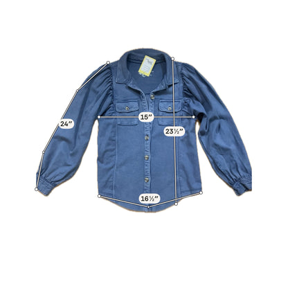 Pilcro and the Letterpress Puff Sleeve Denim Utility Shirt Jacket XXS Blue Button Front