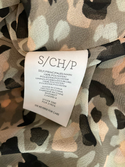 cabi Excursion Top Size S Green Camo Pleated Off Shoulder Blouse Style 5360