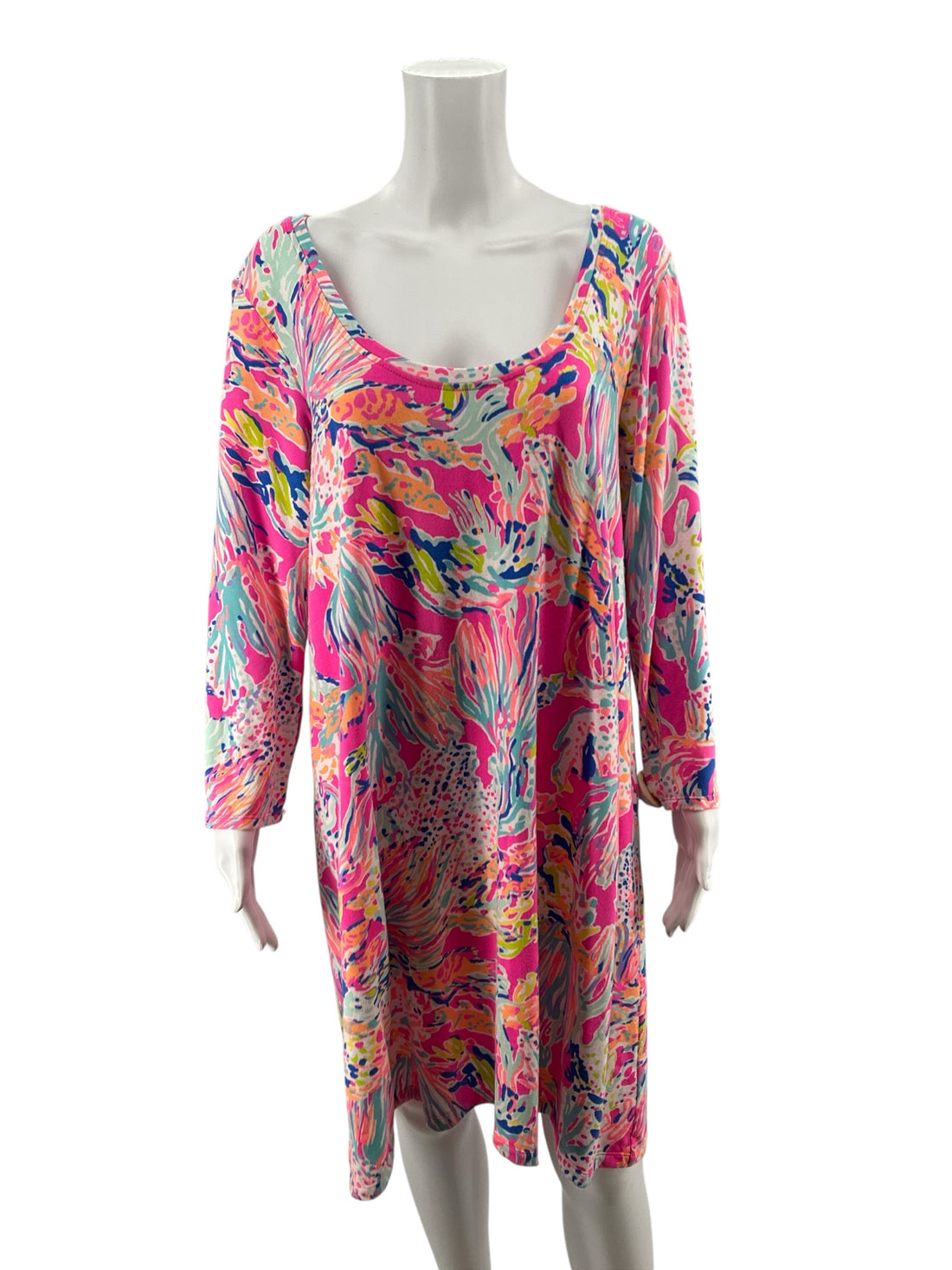Lilly Pulitzer Pink/Blue/Aqua Coral Pre-Owned Ladies Dress - Size XL