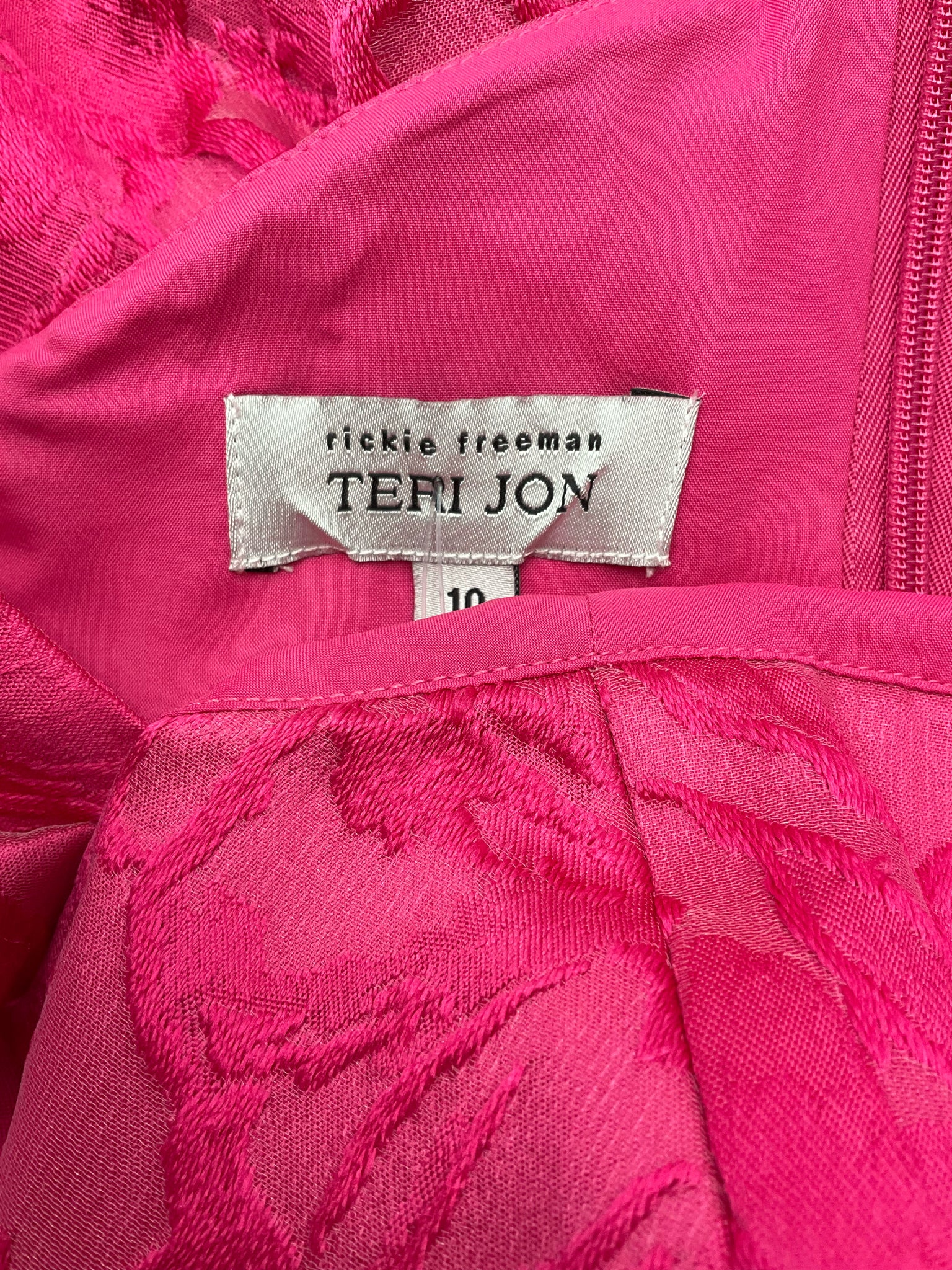 Teri Jon by Rickie Freeman Pink Cocktail Teri Jon Pink Floral Pre-Owned Ladies Dress - Size 10 - Size 10