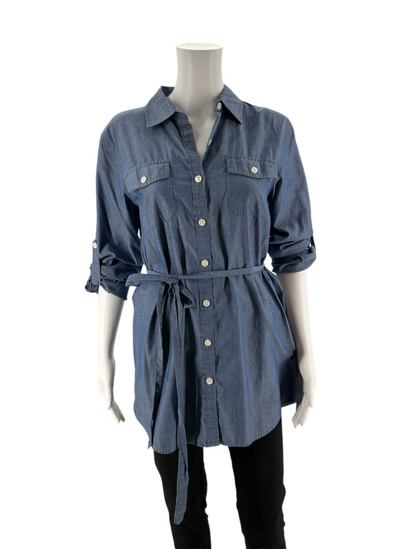 Van Heusen Chambray Pre-Owned Ladies Top - Size Medium