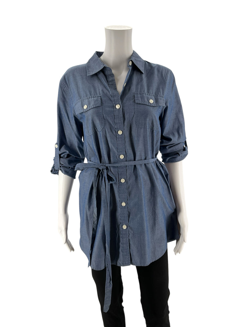 Van Heusen Chambray Pre-Owned Ladies Top - Size Medium