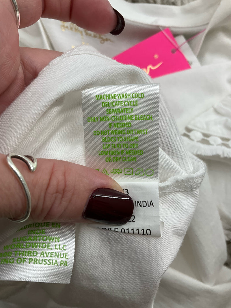 Lilly Pulitzer White Solid Pre-Owned Ladies Top - Size Medium