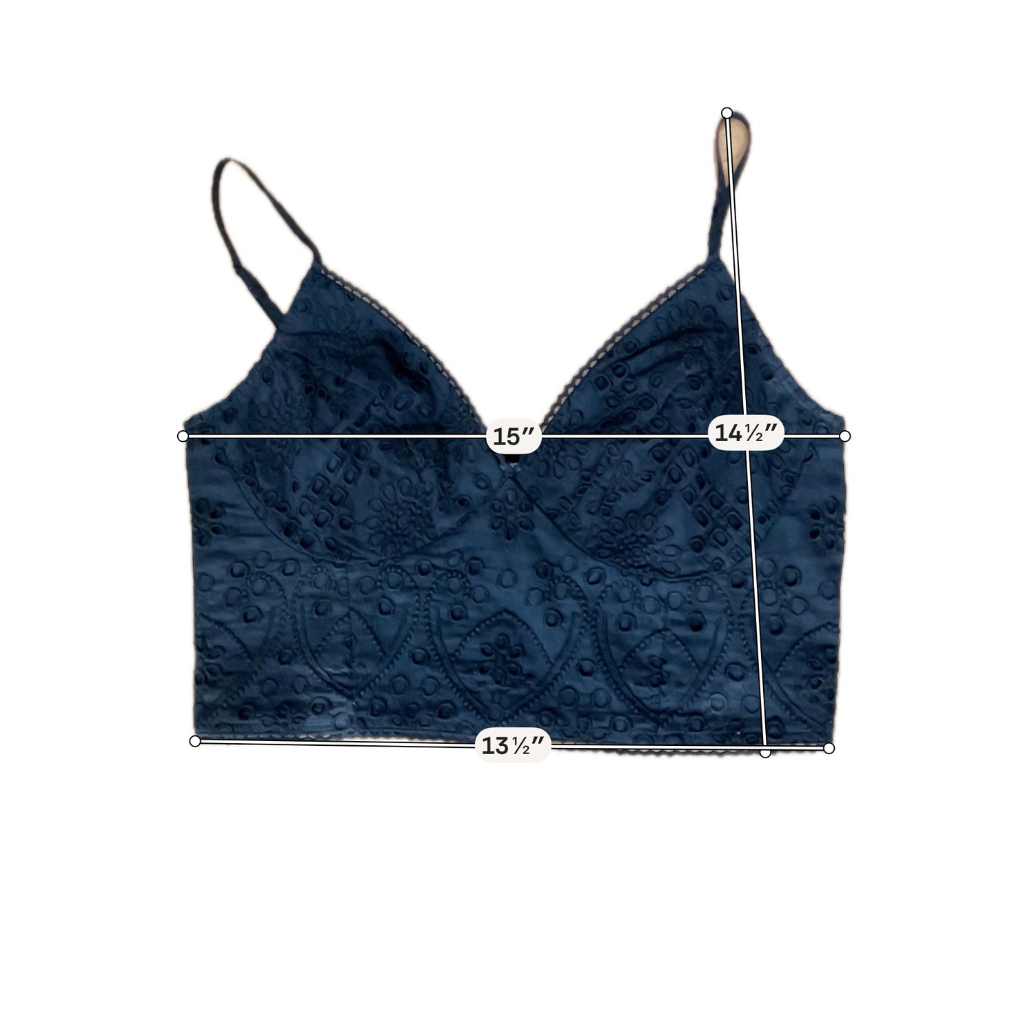 Abercrombie &amp; Fitch Black Eyelet V-Neck Crop Cami Top | Size Small