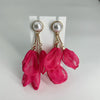 Hot Pink Floral and Pearl Earrings