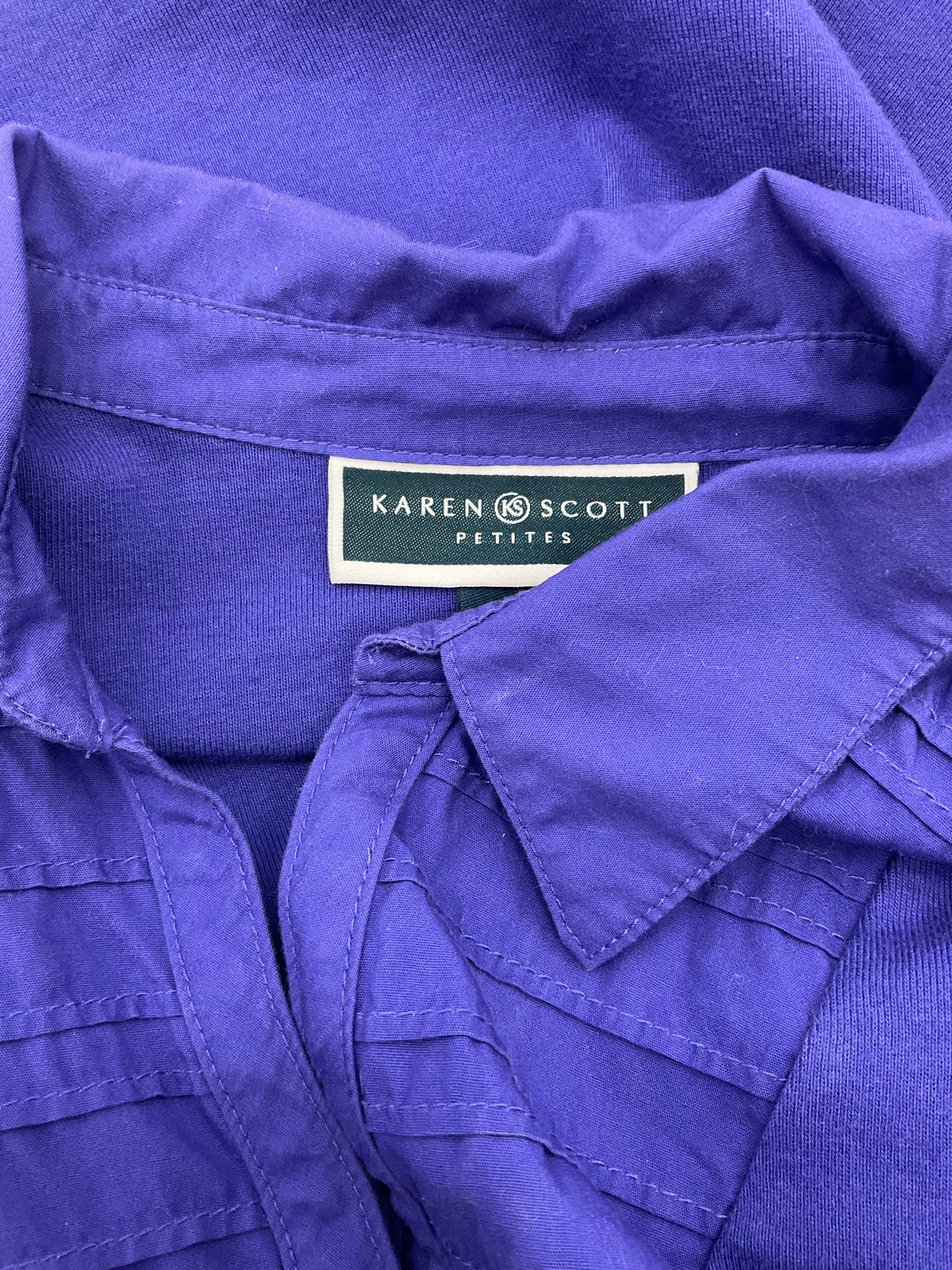 Karen Scott Purple Solid Pre-Owned Ladies Casual Top -  Size Large Petite