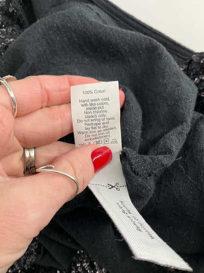 J Crew - Black Sequins Pre-Owned Ladies Casual Top - Size XL