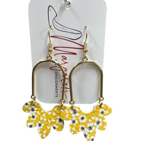 Creations Yellow Floral Ladies Pre-Owned Earrings - Margaret’s Fine Consignment