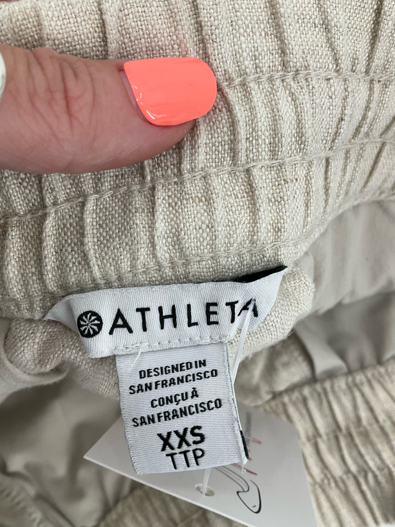 Athleta Tan Shorts Cabo Linen Shorts Tan Drawstring Waist Size XXS - Size xxs