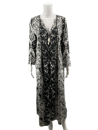 Oscar De La Renta Black/White Print Pre-Owned Ladies Dress - Size Small