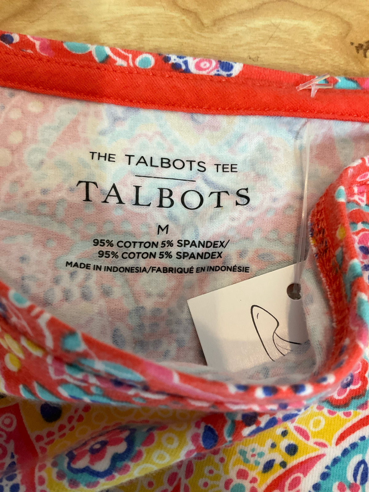 Talbots The Talbots Tee Paisley Boatneck Top Orange Blue Yellow Size Medium - ONLINE ONLY