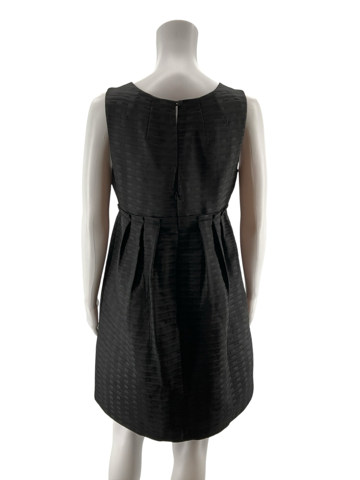 Max & Cleo Jacquard Fit & Flare Pleated Little Black Dress