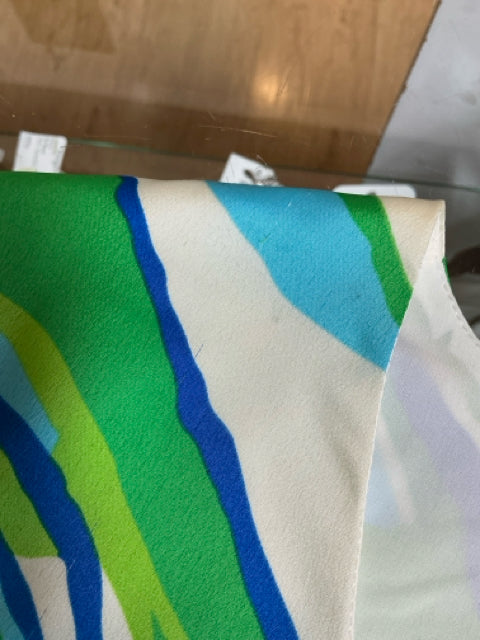 Julie Brown NYC green/blue/white Shift Swirl Print V-Neck Bell Sleeve Shift Dress Size 8 NWT - Size 8