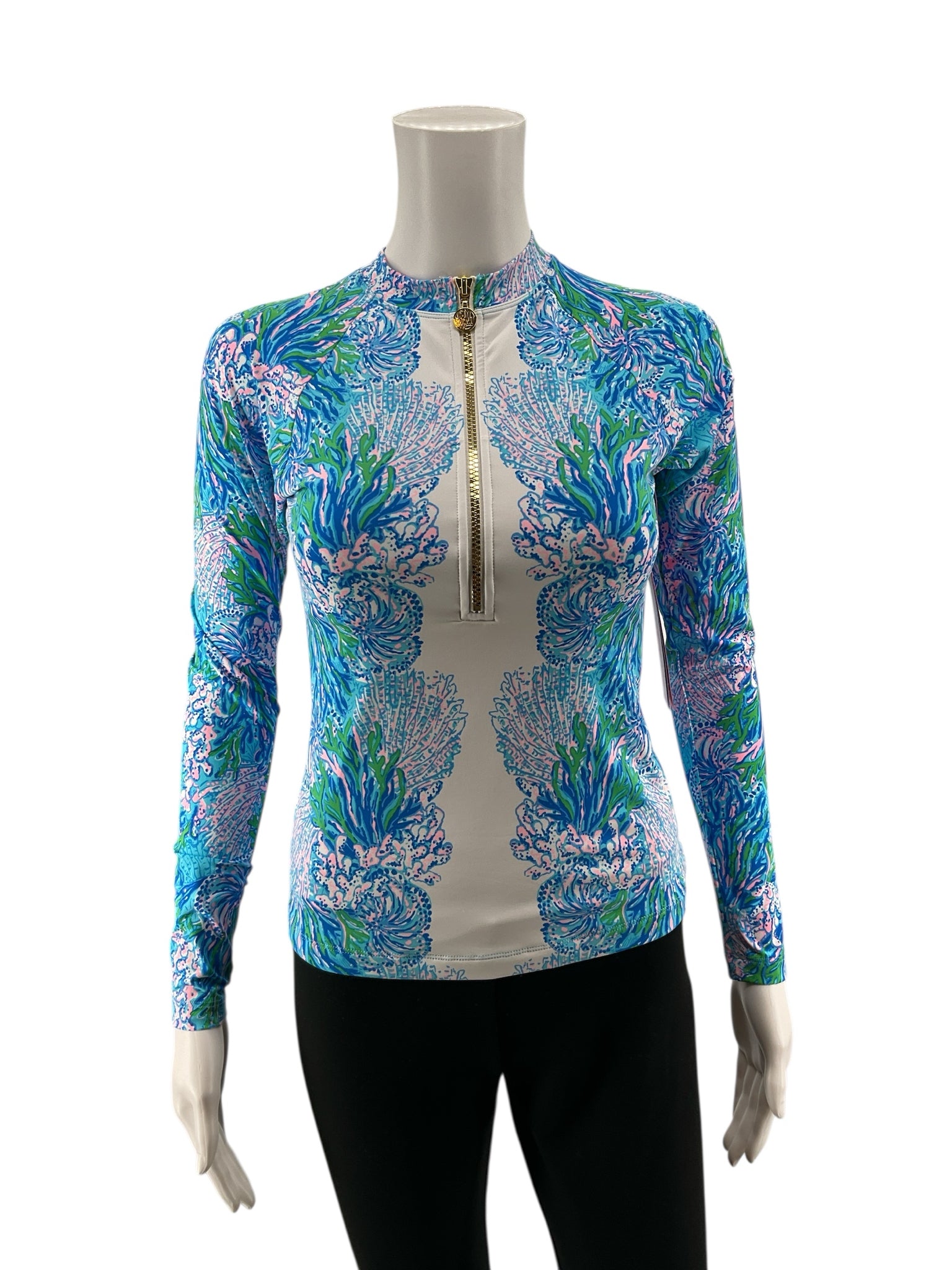 Lilly Pulitzer multi Long Sleeve Multi Tropical Pre-Owned Ladies Casual Top - Size 4 - Size 4
