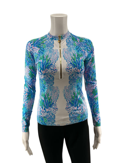 Lilly Pulitzer multi Long Sleeve Multi Tropical Pre-Owned Ladies Casual Top - Size 4 - Size 4