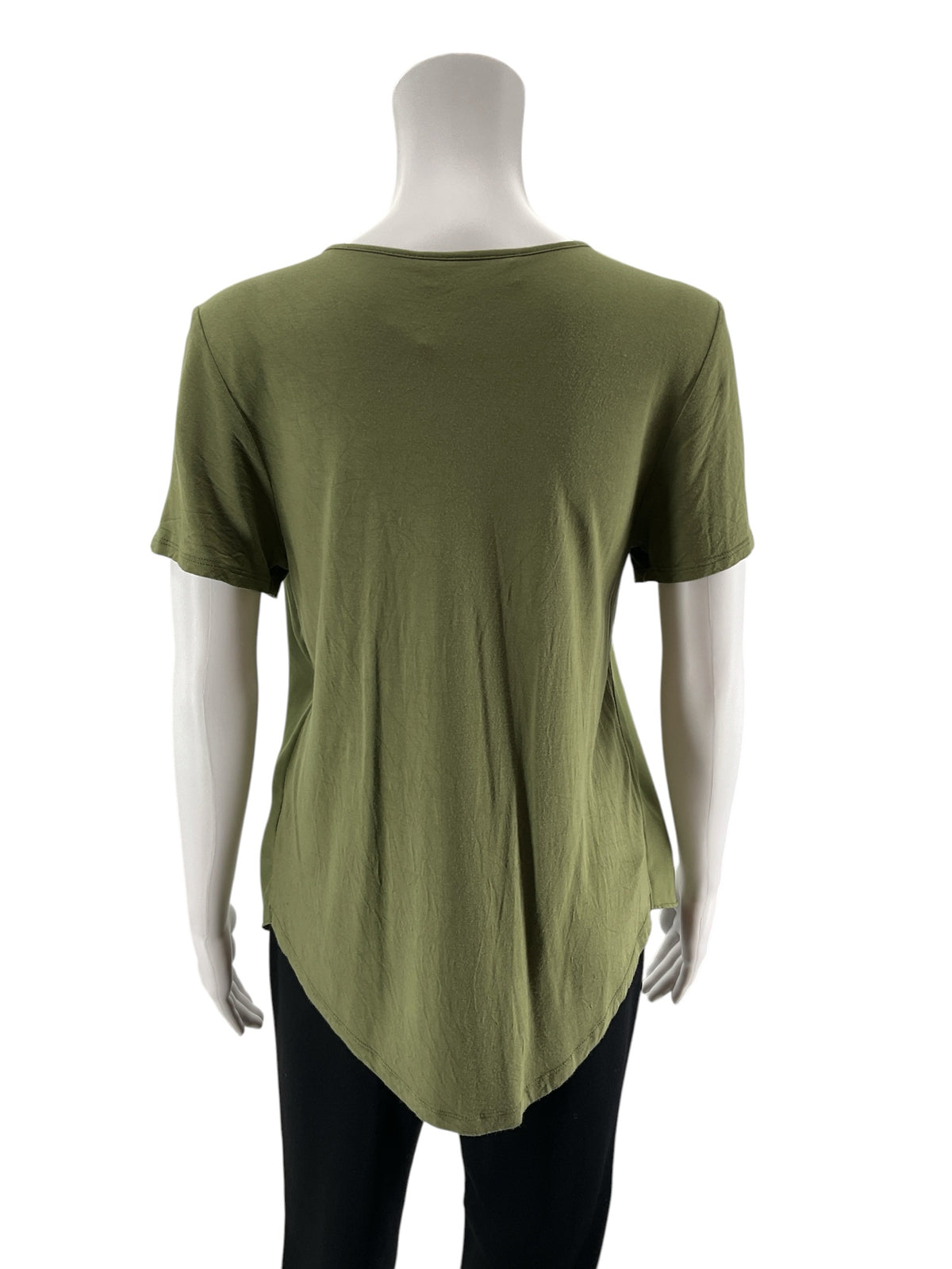 Ann Taylor LOFT Mixed Media Short Sleeve Top Olive Green Size Medium - ONLINE ONLY