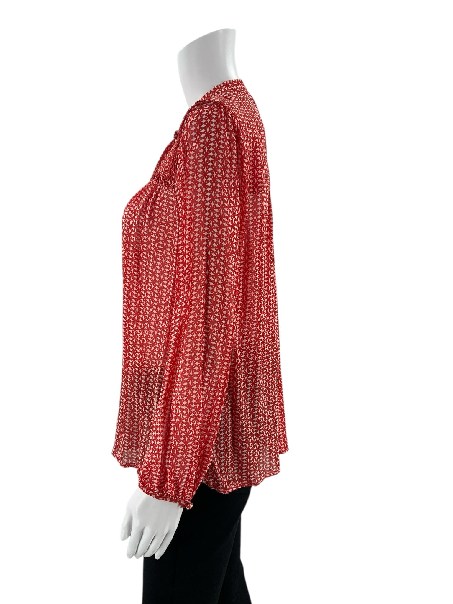 Lucky Brand -  orange/ecru Print Pre-Owned Ladies Casual Top - Size S