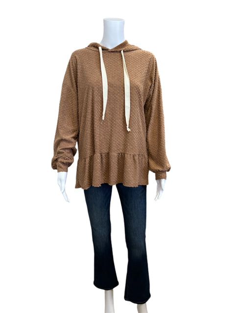 miss u Size S Taupe Solid Casual Top - Downstairs