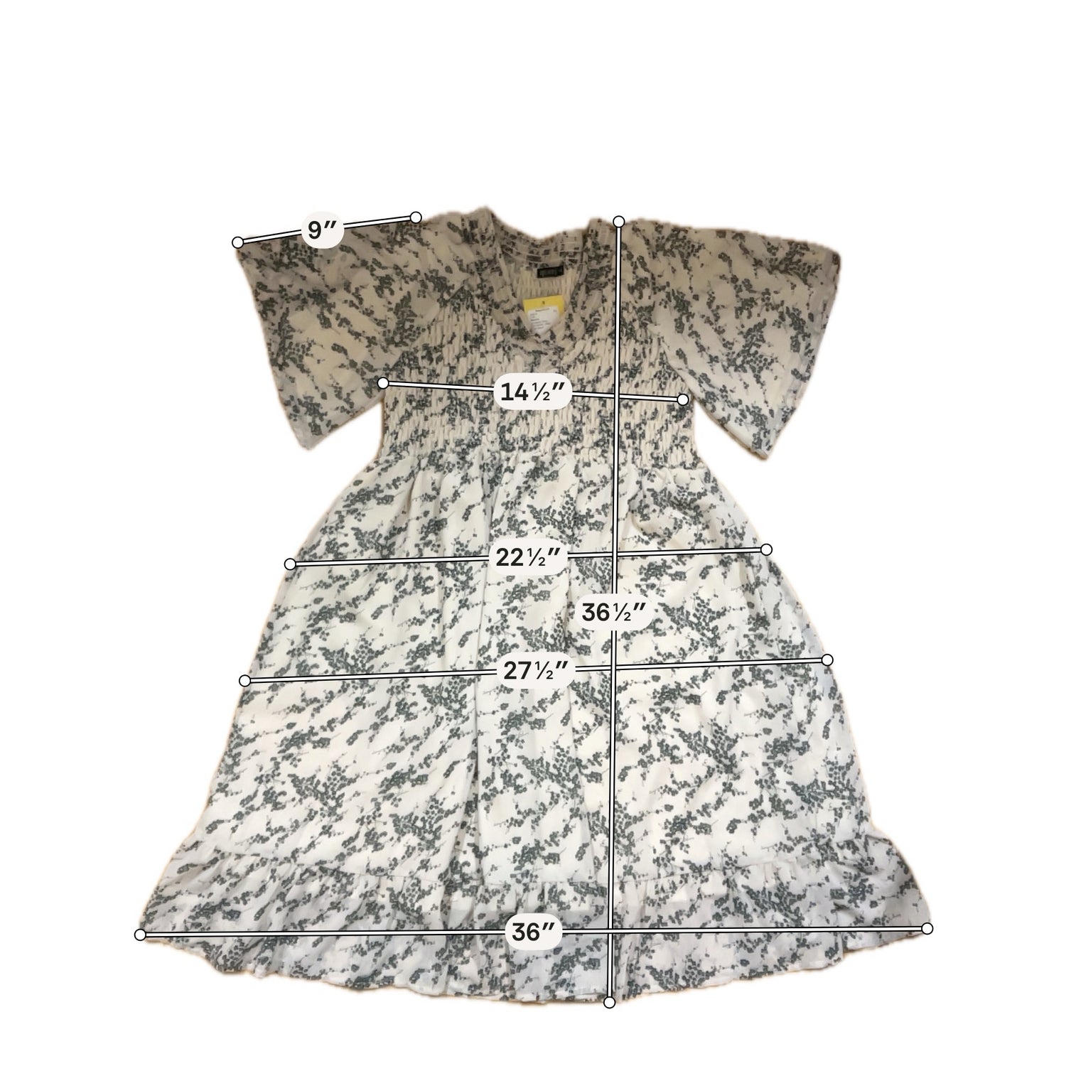 Mikarose ecru/black Babydoll Kennedy Floral Tiered Flutter Sleeve Dress Plus Size 2X - Size 2X