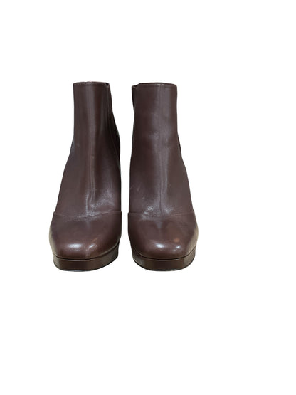 Via Spiga Brown Leather Chelsea Ankle Booties Block Heel Size 8