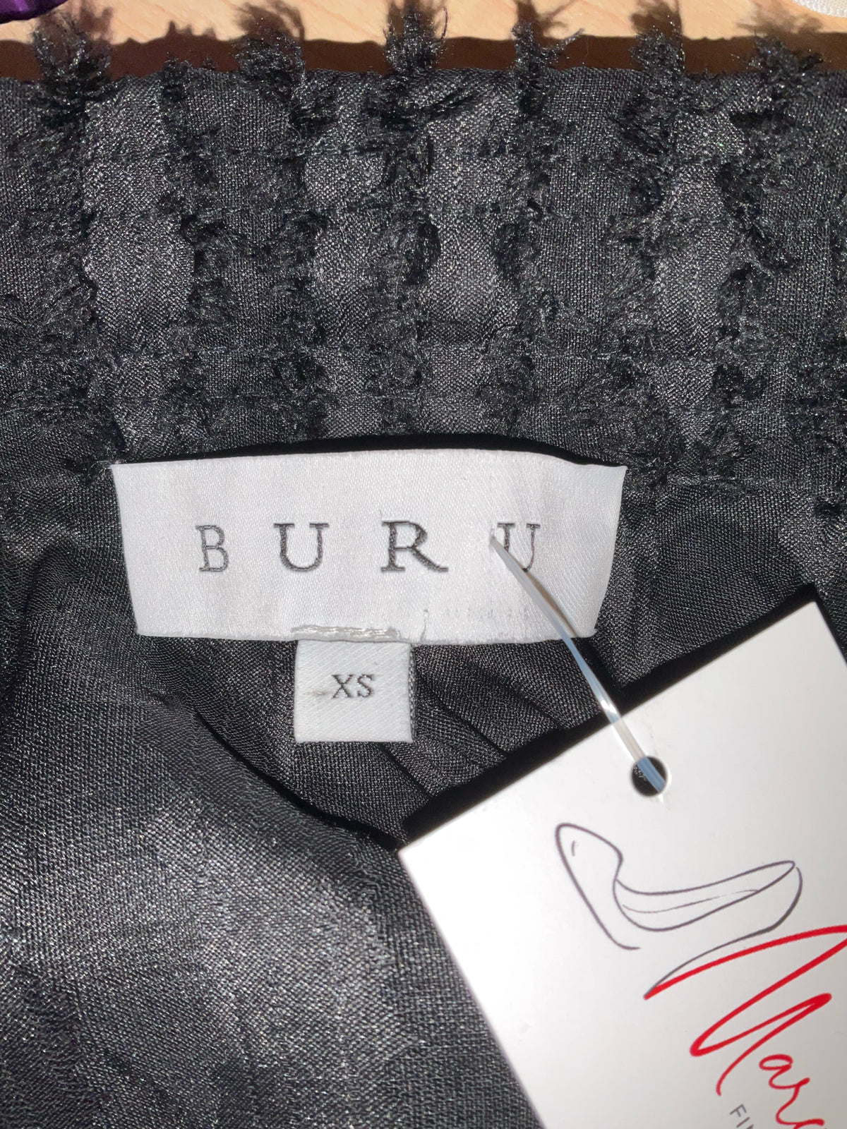 BURU Black Frayed Stripe Smocked Waist Cropped Pants Size XS - ONLINE ONLY