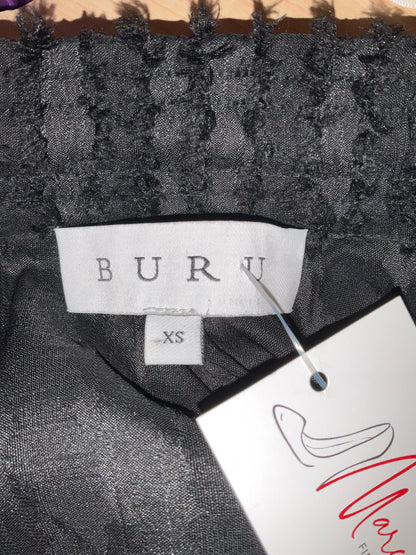 BURU Black Frayed Stripe Smocked Waist Cropped Pants Size XS - ONLINE ONLY