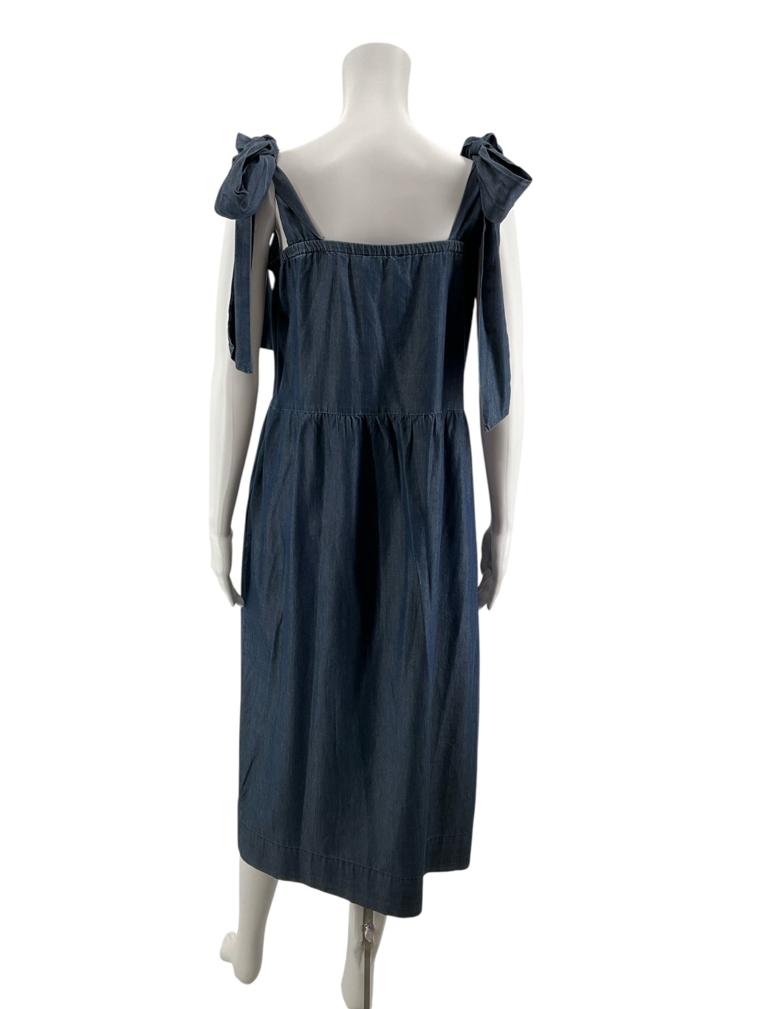 Hatch The Anaelle Tie Shoulder Midi Dress Indigo Blue Size Small