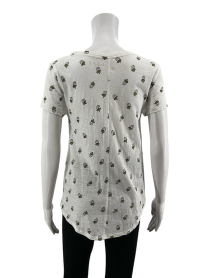 Loft White Sleeveless White Succulent Plant Print Short Sleeve Tee T-Shirt Size Small - Size S