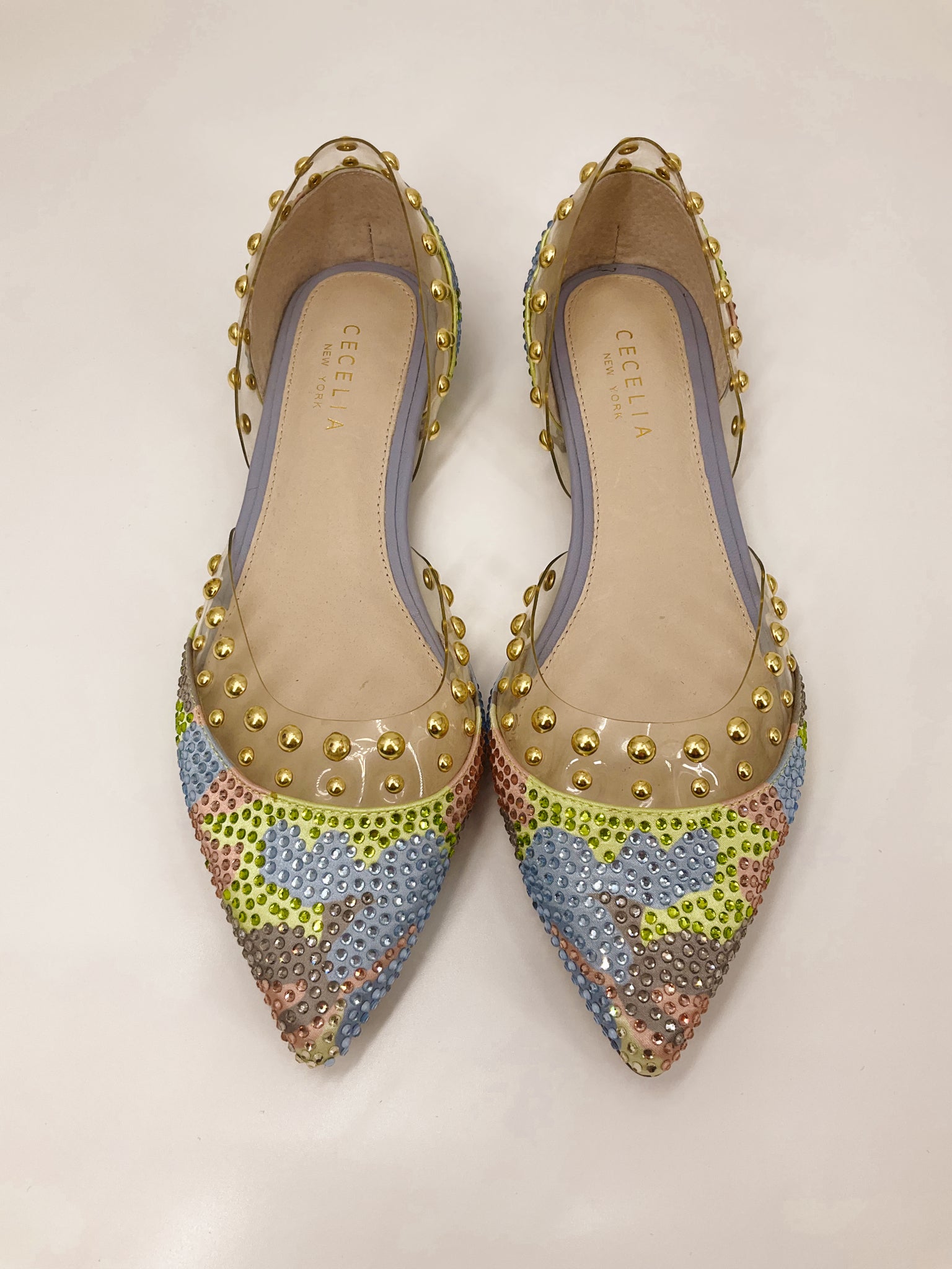 Cecelia Blue/Multi Rhinestone Flats Size 7.5