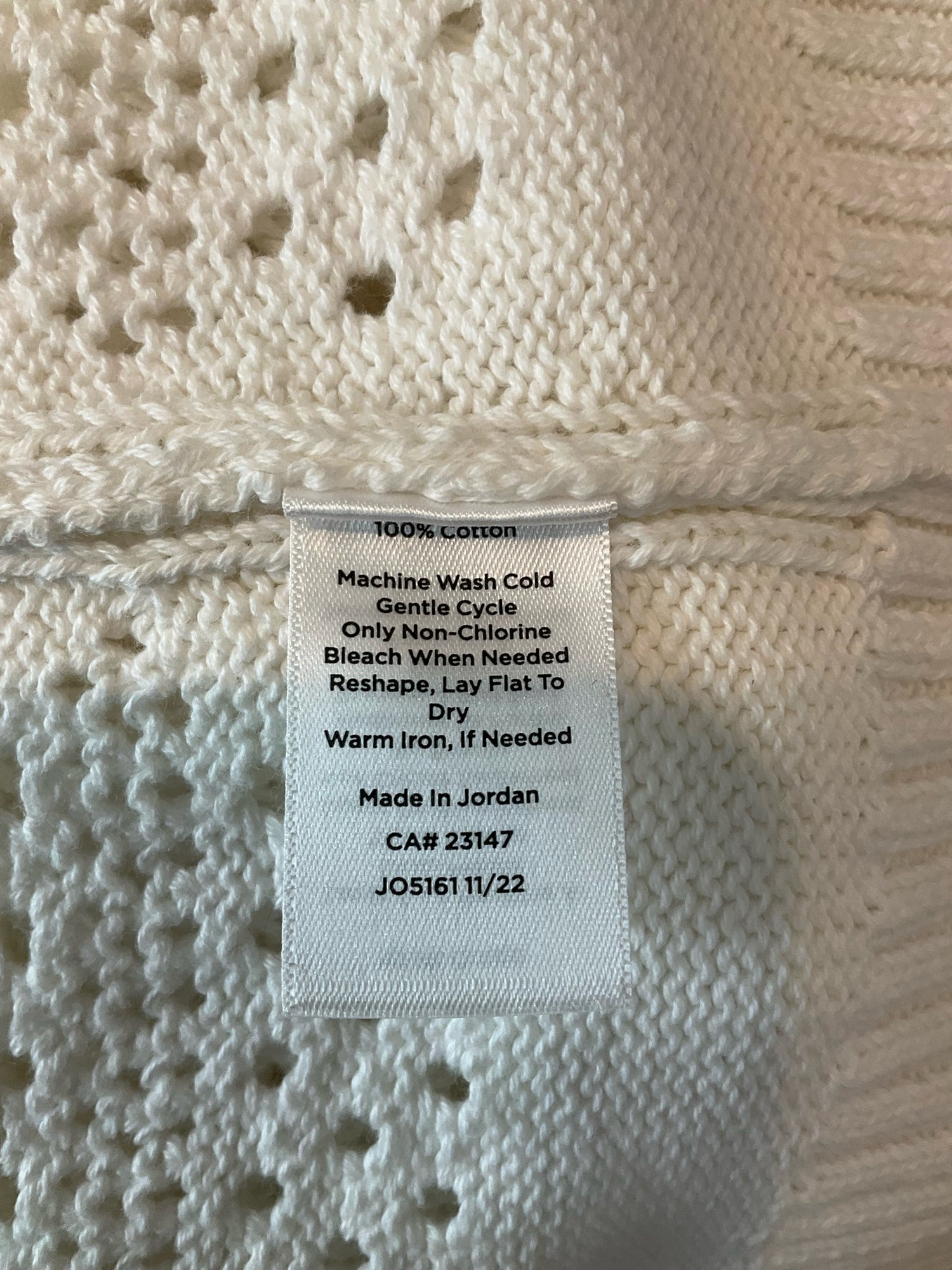 Talbots NWT Textured Open-Knit 100% Cotton Sweater White XL