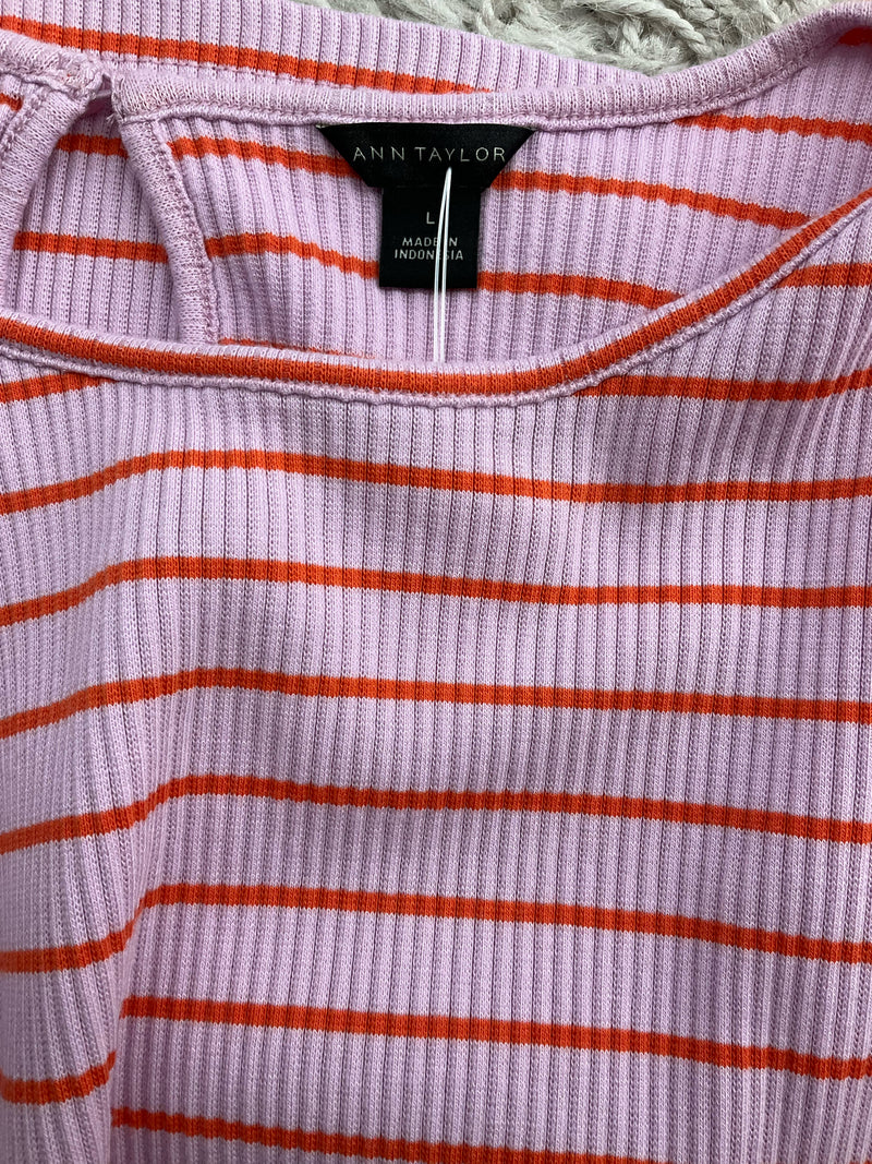 Ann Taylor Pink/Orange Stripe Pre-Owned Ladies Top - Size Large