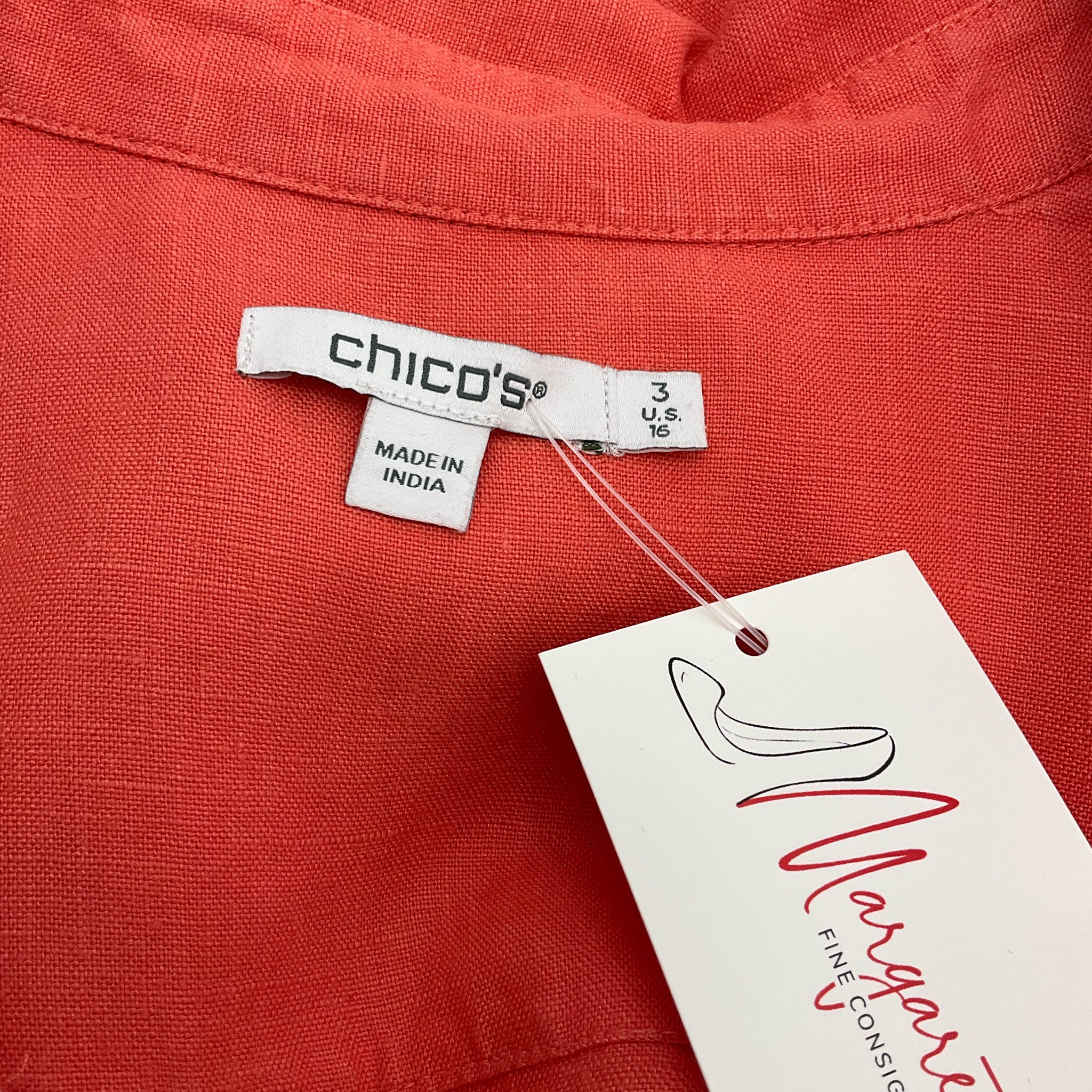 Chico's Orange Solid Dress Size 16 - label