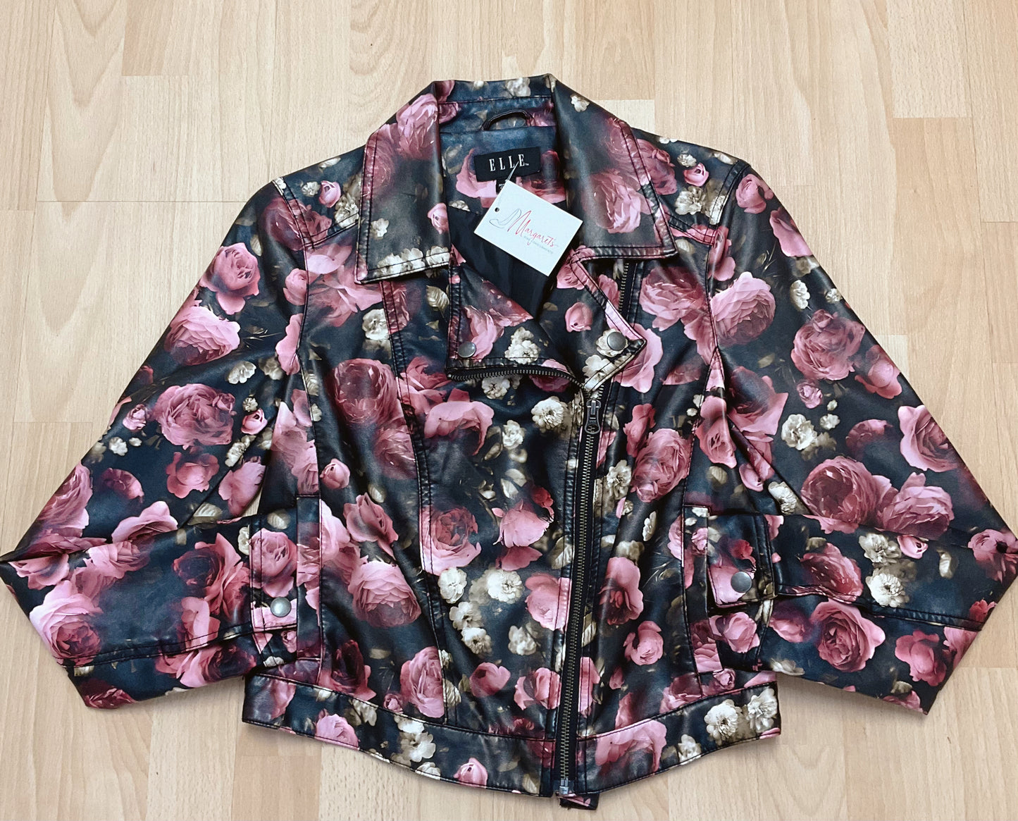 Elle Size 4 black/mauve Floral Jacket