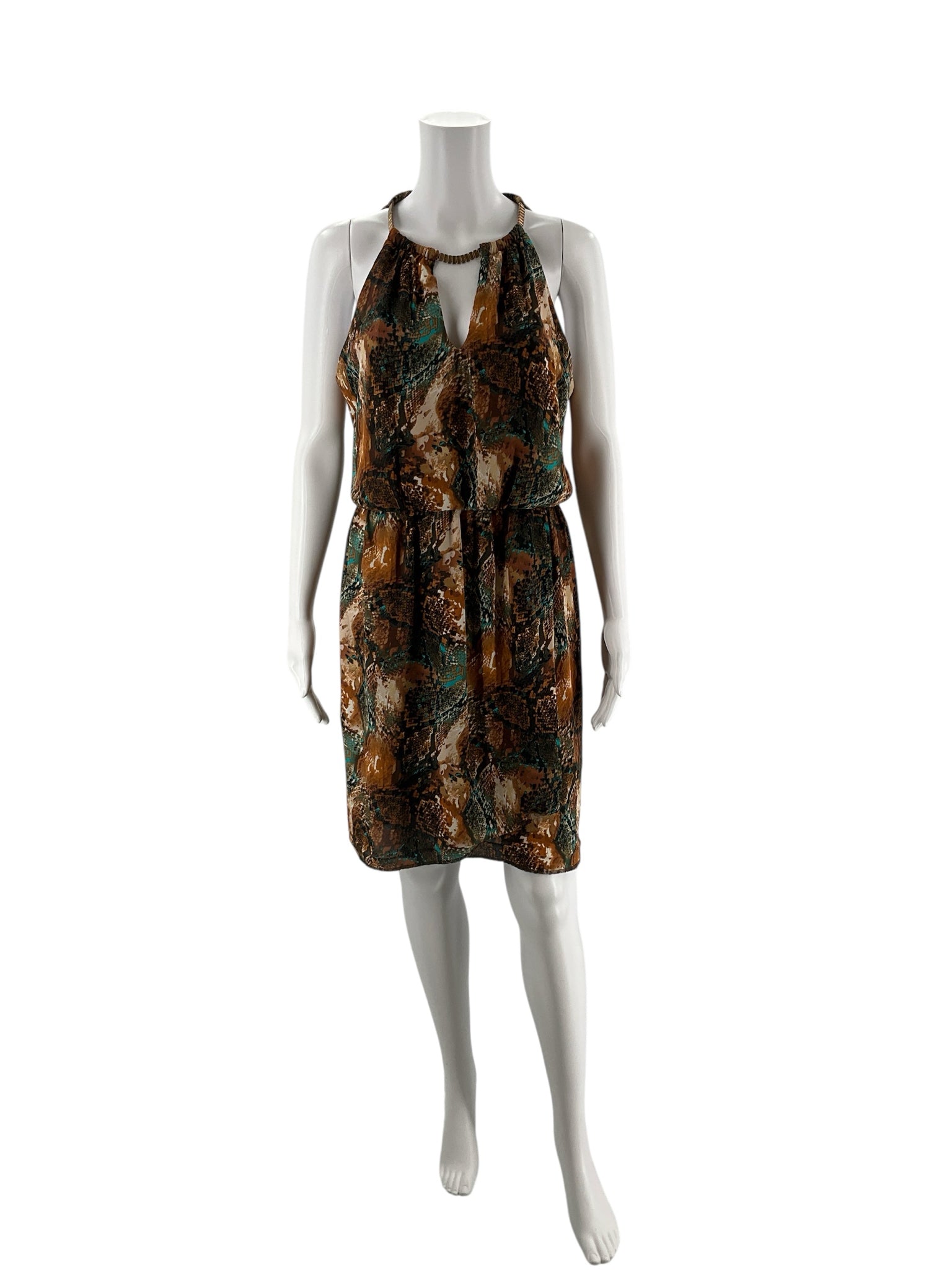 Bisou Bisou Brown/Teal Snake Pre-Owned Ladies Dress - Size 6 - ONLINE ONLY