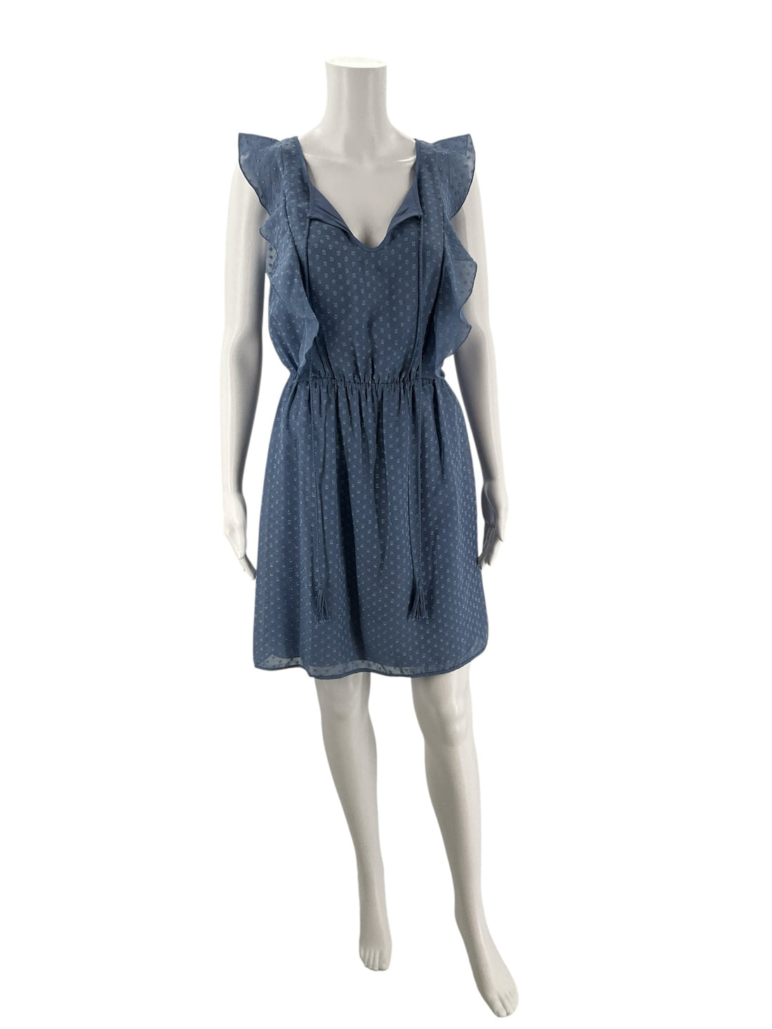 Chelsea &amp; Theodore blue textured dress, size XS, featuring a stylish design and new with tags condition.