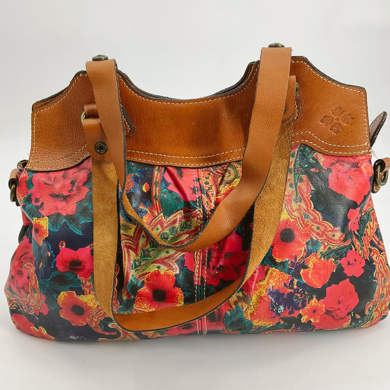 Patricia Nash Camel/Navy/Red Floral Pre-Owned Ladies Purse