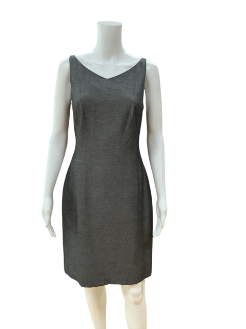 Jane Hamill V-Neck Sleeveless Sheath Dress Charcoal Gray Size 4 Made in USA