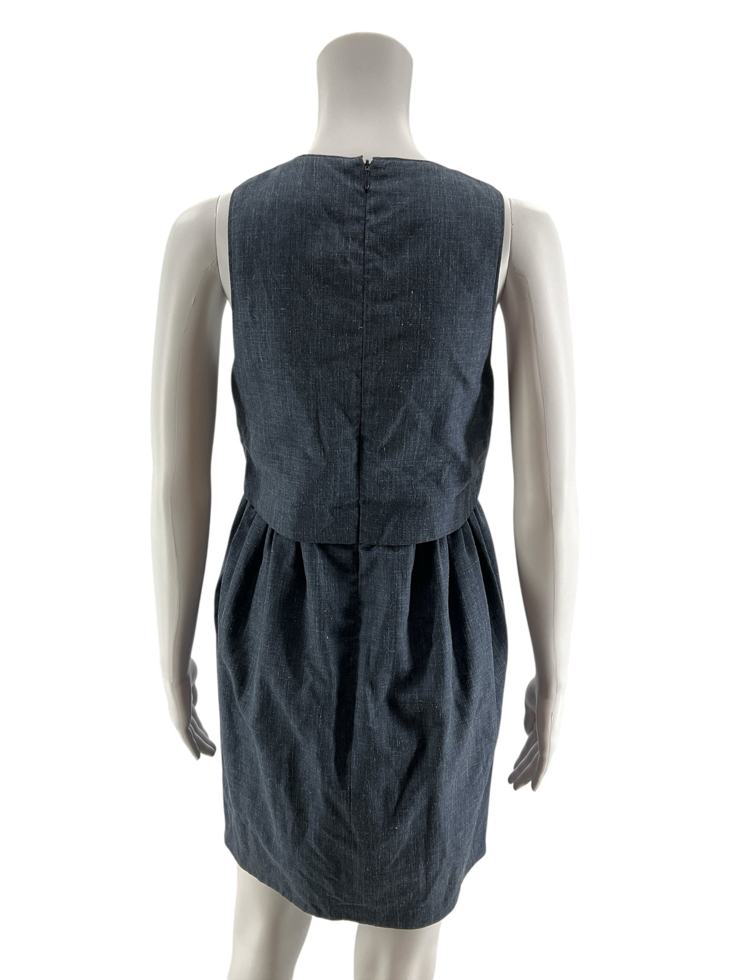 Adam Lippes Indigo Blue Virgin Wool Silk Blend A-Line Dress Size 4